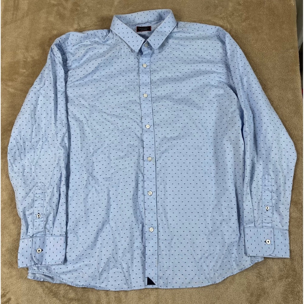UNTUCKit Performance Richette Shirts Men's 3XL Blue Circle Print Cotton L/S GOOD